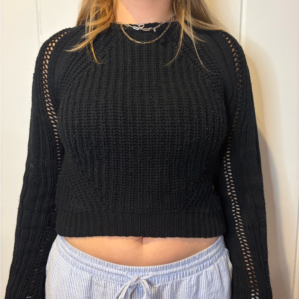 Black Knit Cropped Sweater
